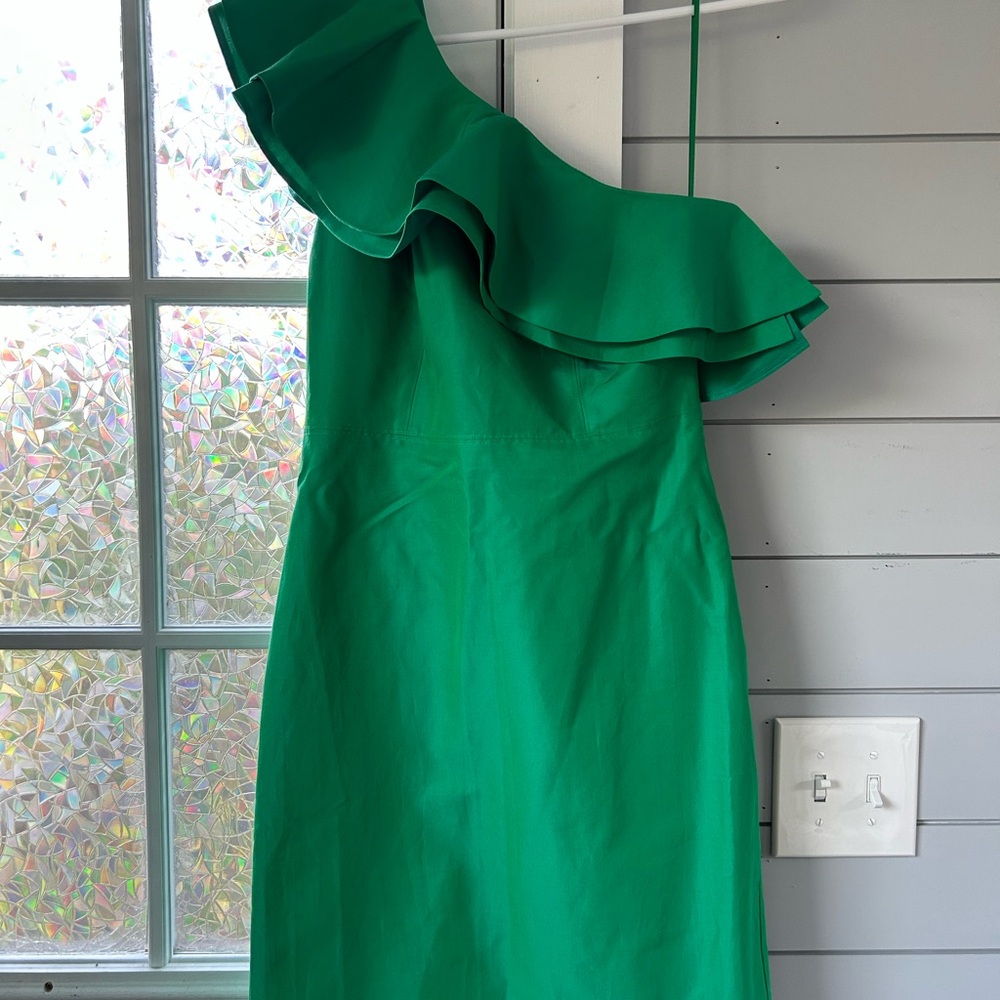J. Crew Green One-Shoulder Dress